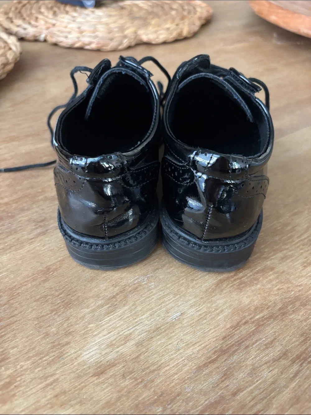 Dream Pairs Black Patent Lace-Up Dress Shoes for Kids